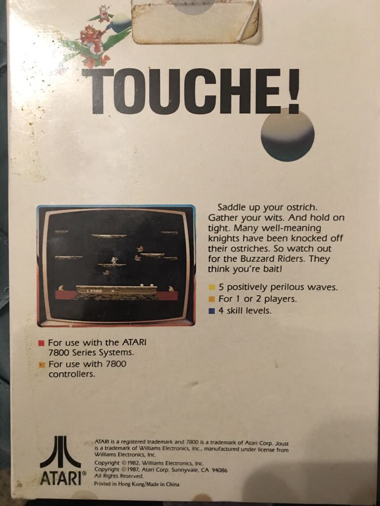 Joust - Atari 7800 video game collectible - Main Image 2