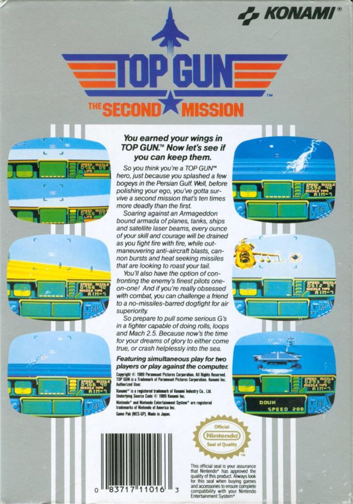 Top Gun: The Second Mission - Nintendo Entertainment System (NES) (Konami - 2) video game collectible - Main Image 2