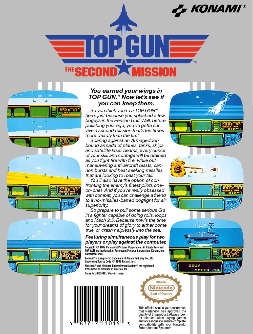 Top Gun:  The Second Mission - Nintendo Entertainment System (NES) video game collectible - Main Image 2