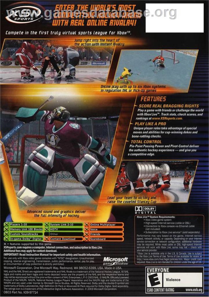 NHL Rivals 2004 - Microsoft Xbox (XSN Sports - 1-10) video game collectible [Barcode 805529611726] - Main Image 2
