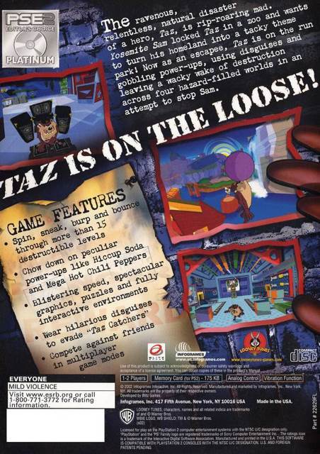 Taz Wanted - Sony PlayStation 2 (PS2) (Warner Bros - 1-2) video game collectible [Barcode 3546430023662] - Main Image 2