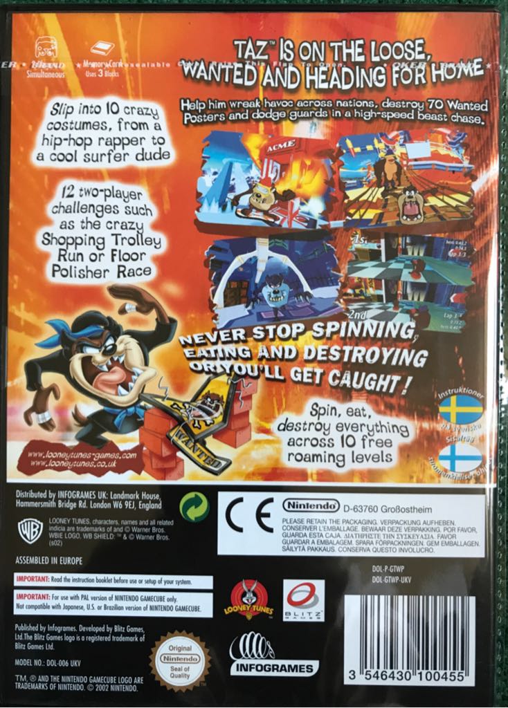 Taz Wanted - Nintendo GameCube (Infogrames - 1-2) video game collectible [Barcode 3546430100455] - Main Image 2