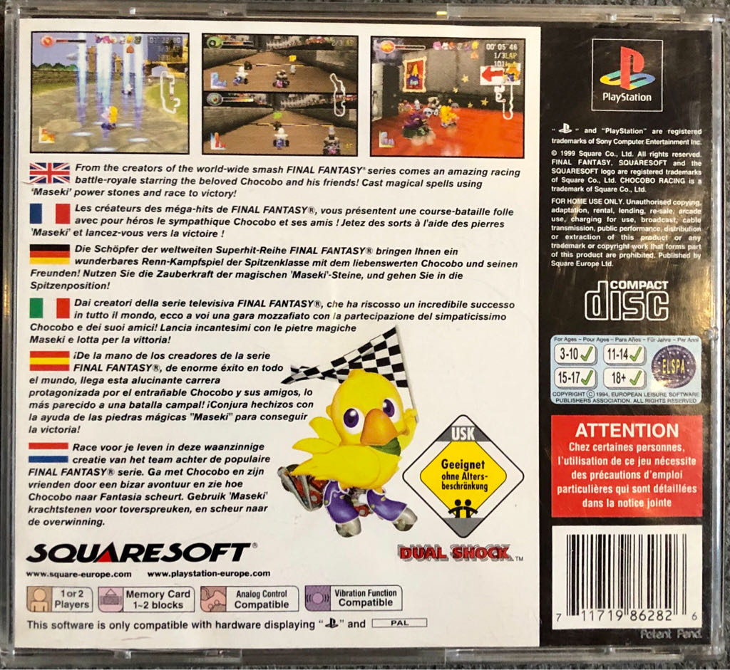 Chocobo Racing - Sony PlayStation (SquareSoft - 1) video game collectible [Barcode 711719862826] - Main Image 2
