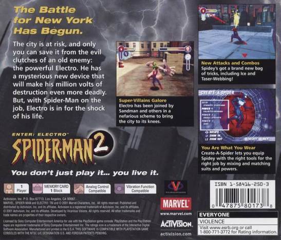 Spider-Man 2: Enter Electro - Sony PlayStation (Activision Blizzard - 1) video game collectible [Barcode 047875801738] - Main Image 2