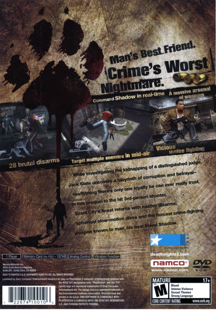 Dead to Rights II - Sony PlayStation 2 (PS2) (Namco - 1) video game collectible [Barcode 722674100106] - Main Image 2