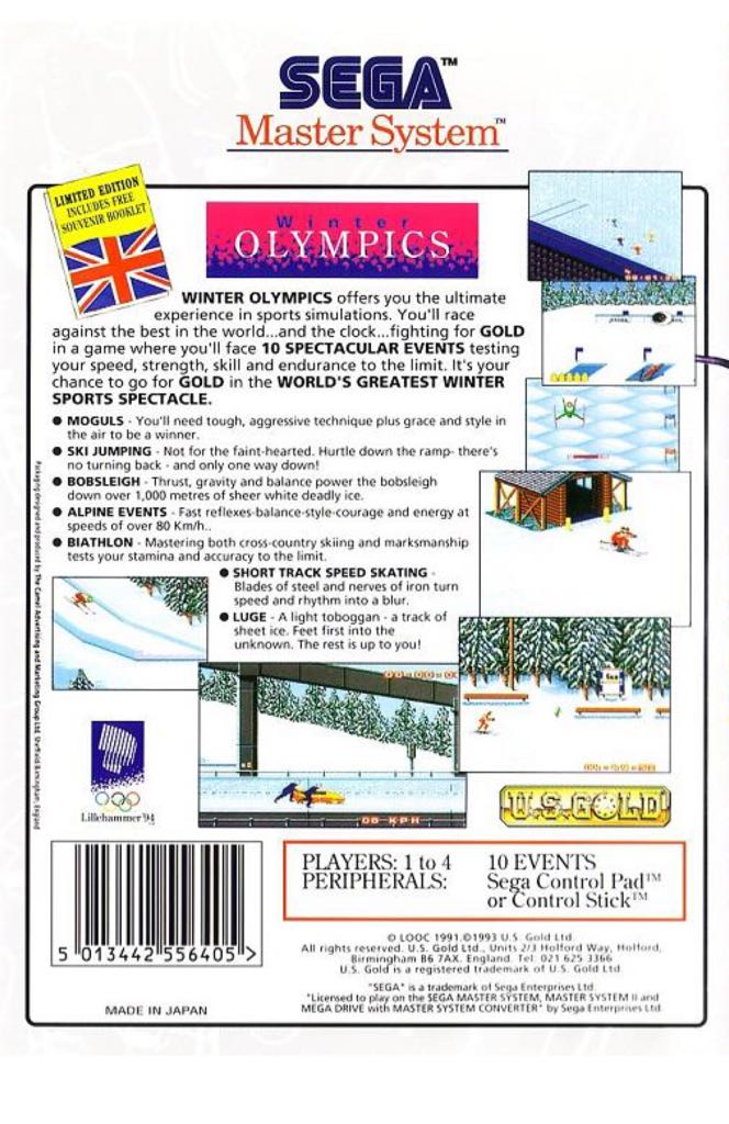 Winter Olympics - Sega Master System video game collectible [Barcode 7891196028359] - Main Image 2