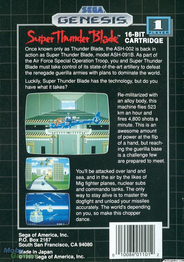 Super Thunder Blade - Sega Genesis (Mega Drive) video game collectible - Main Image 2
