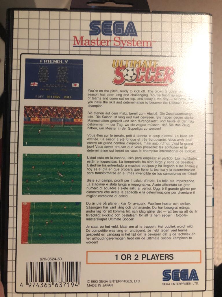 Ultimate Soccer - Sega Master System video game collectible - Main Image 2