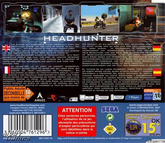 Headhunter - Sega Dreamcast (Sega - 1) video game collectible [Barcode 5060004761296] - Main Image 2