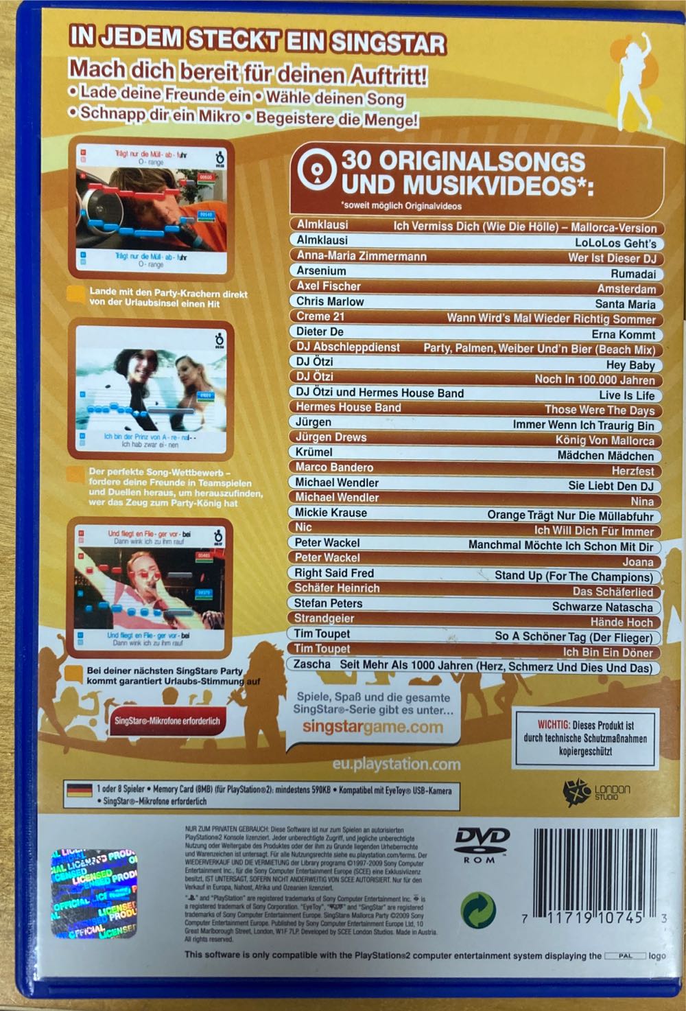 Singstar Mallorca Party - Sony PlayStation 2 (PS2) (Sony Computer Entertainment - 1-8) video game collectible [Barcode 711719107453] - Main Image 2