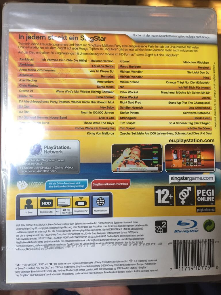 SingStar Mallorca Party - Sony PlayStation 3 (PS3) video game collectible [Barcode 711719107750] - Main Image 2