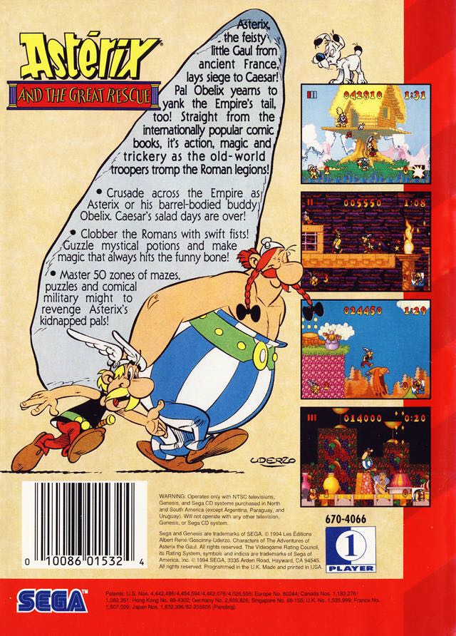 Asterix and the Great Rescue - Sega Genesis (Mega Drive) (Sega - 1) video game collectible [Barcode 010086015324] - Main Image 2