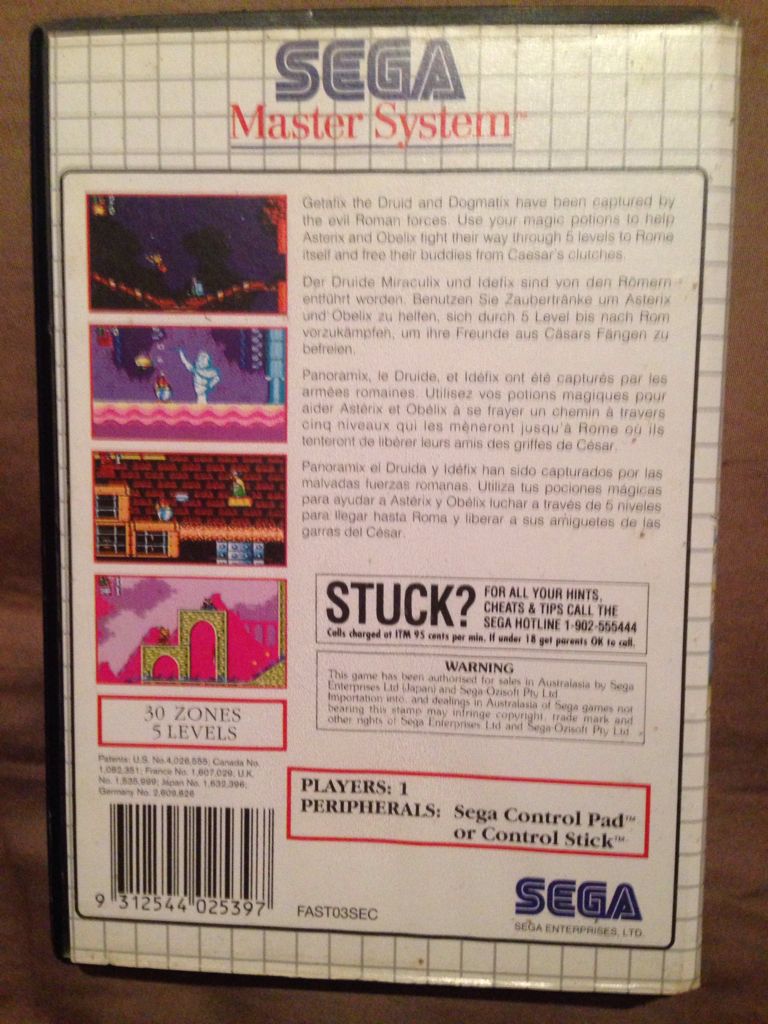 Asterix and the Great Rescue - Sega Master System video game collectible [Barcode 9312544025397] - Main Image 2