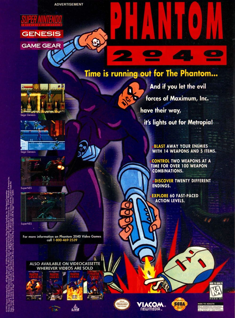 Phantom 2040 - Sega Genesis (Mega Drive) (Viacom New Media - 1) video game collectible [Barcode 040824231006] - Main Image 3