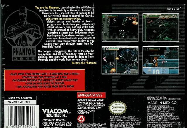 Phantom 2040 - Nintendo Super Nintendo Entertainment System (SNES) video game collectible - Main Image 2