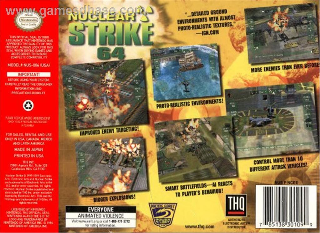 Nuclear Strike 64 - Nintendo 64 (N64) (THQ - 1) video game collectible [Barcode 785138301099] - Main Image 2