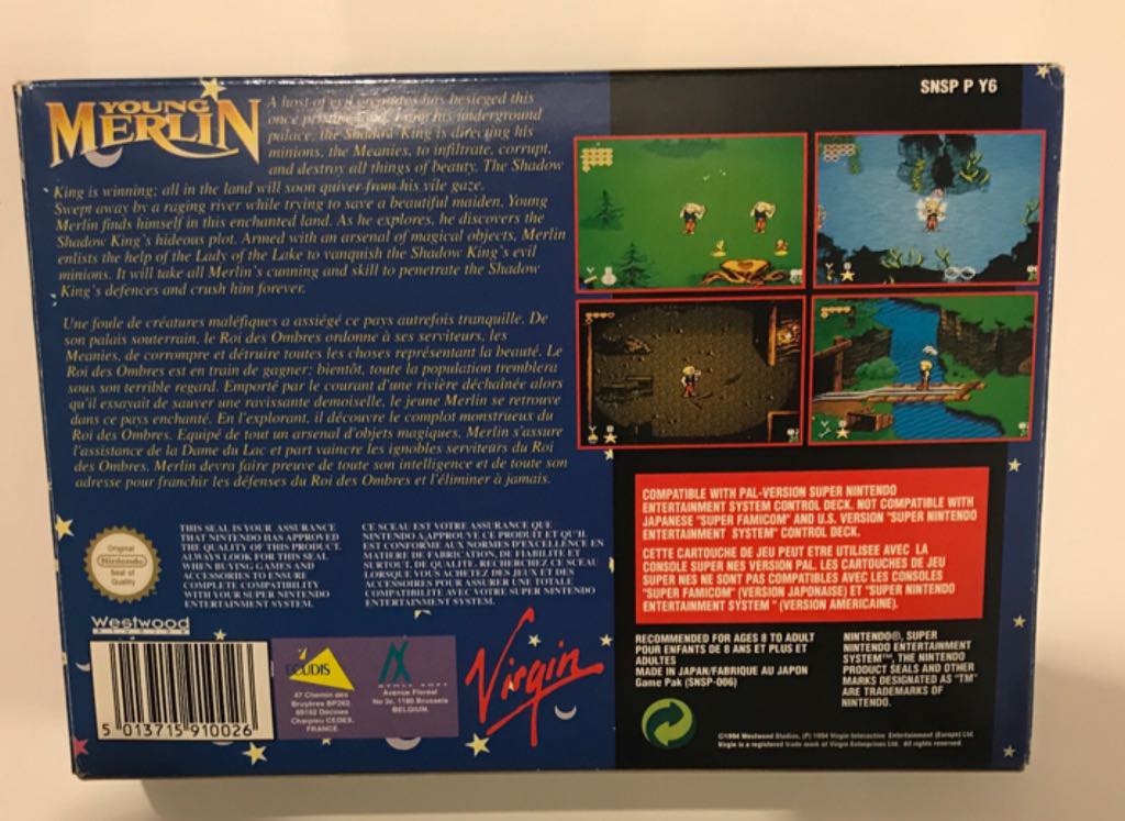 Young Merlin - Nintendo Super Nintendo Entertainment System (SNES) video game collectible - Main Image 2