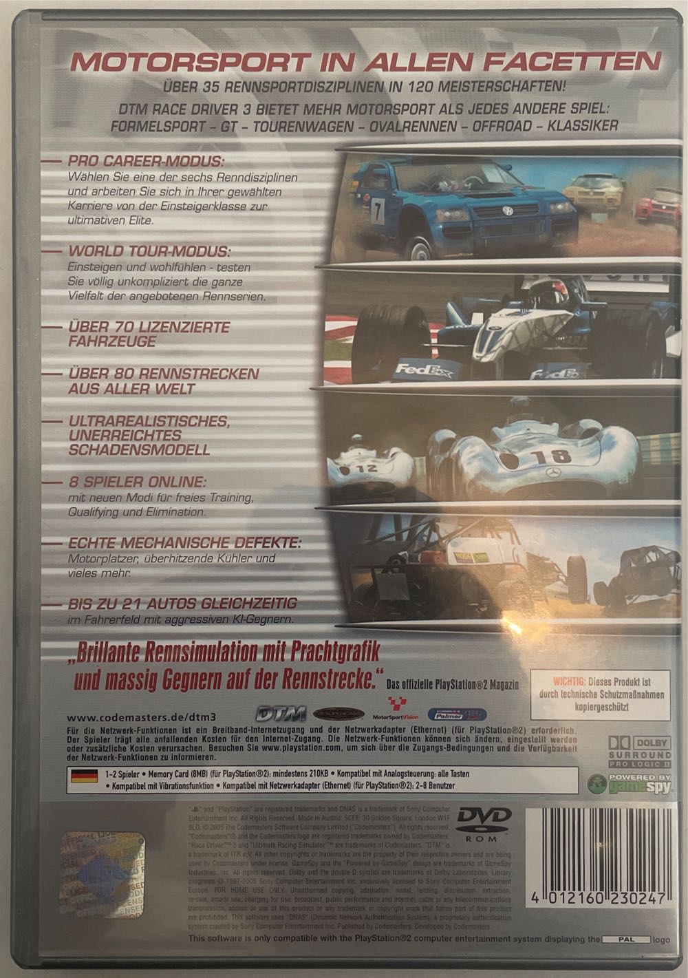 DTM Race Driver 3 - Sony PlayStation 2 (PS2) video game collectible [Barcode 4012160230247] - Main Image 2