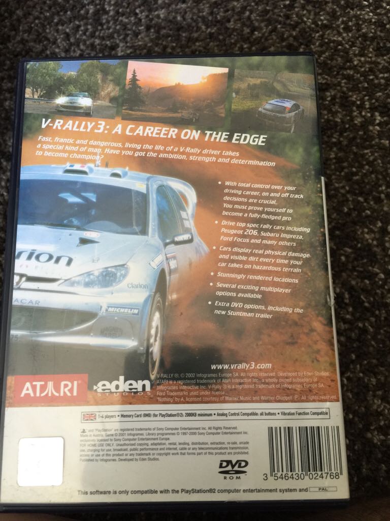 V-Rally 3 - Sony PlayStation 2 (PS2) (Atari - 4) video game collectible [Barcode 3546430024768] - Main Image 2