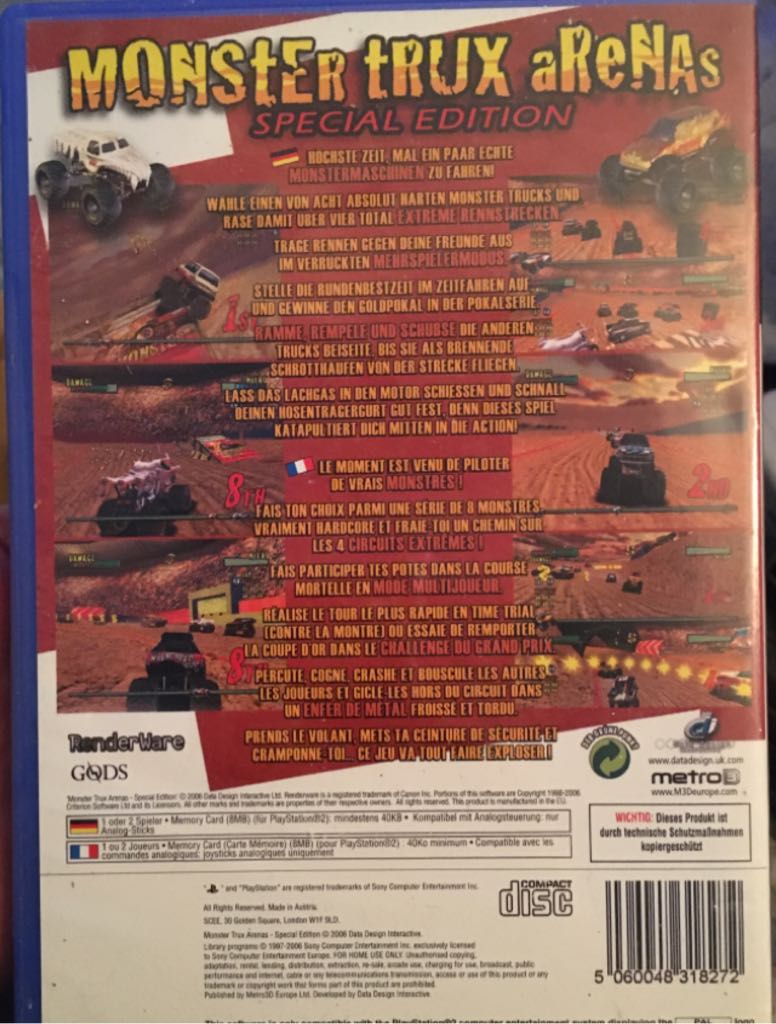 Monster Trux Arenas - Sony PlayStation 2 (PS2) video game collectible [Barcode 5060048318272] - Main Image 2