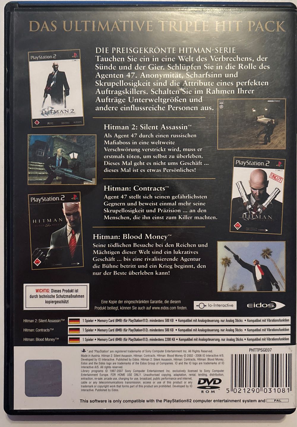 Hitman: Das Ultimative Triple Hit Pack - Sony PlayStation 2 (PS2) video game collectible [Barcode 5021290031081] - Main Image 2