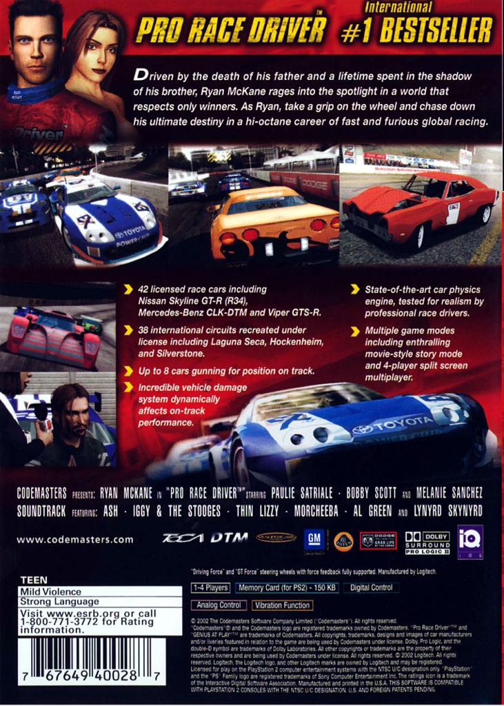 Pro Race Driver - Sony PlayStation 2 (PS2) (Codemasters - 4) video game collectible [Barcode 767649400287] - Main Image 2