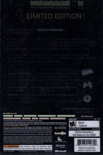 Halo Reach (Digital) BC - Microsoft Xbox 360 (10 - 4) video game collectible [Barcode 000016798243] - Main Image 2