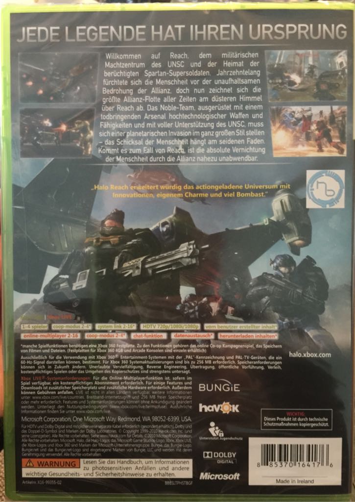 Halo Reach - Microsoft Xbox 360 (Microsoft Game Studios - 4) video game collectible [Barcode 885370164176] - Main Image 2