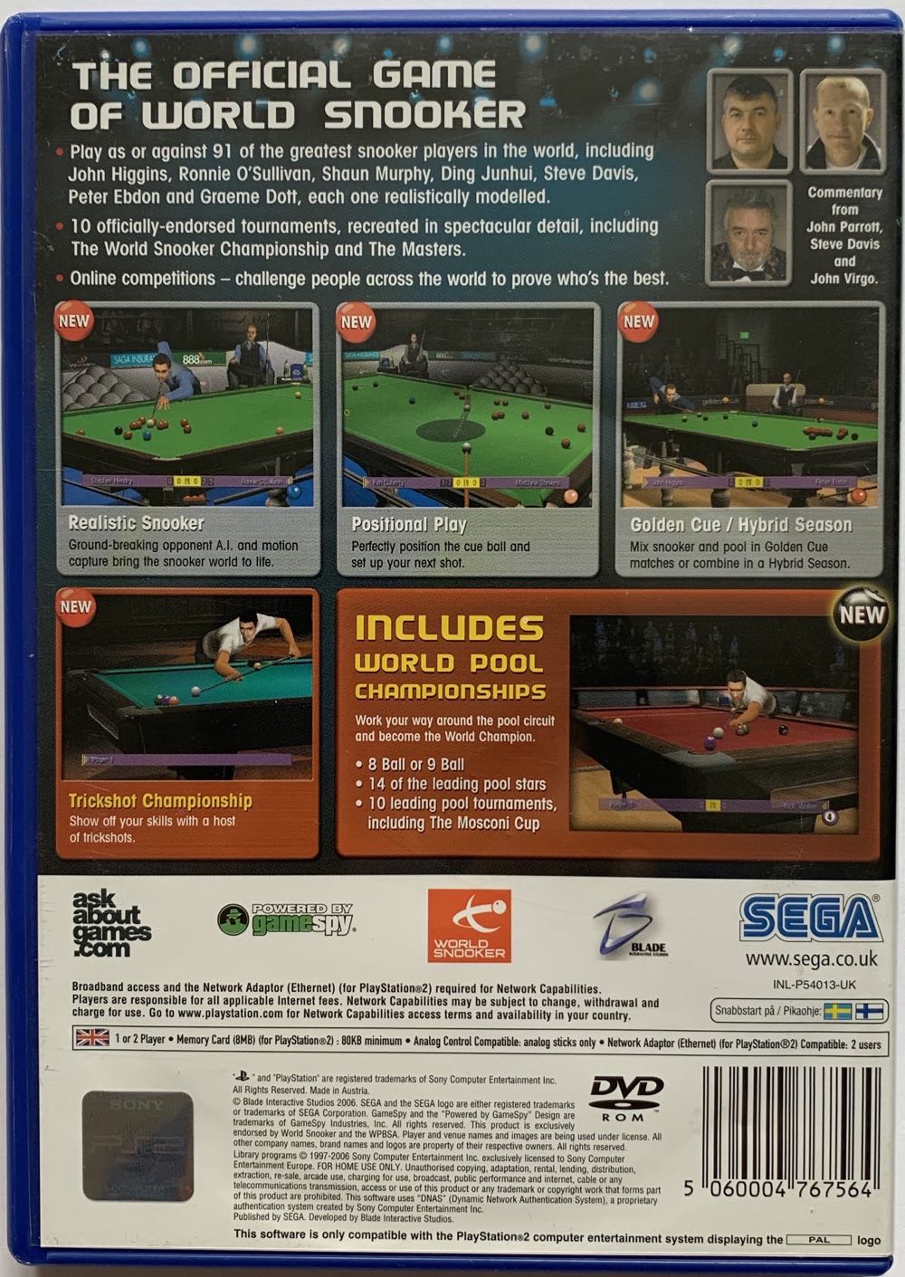 World Snooker Championship 2007 - Sony PlayStation 2 (PS2) (Sega - 1-2) video game collectible [Barcode 5060004767564] - Main Image 2