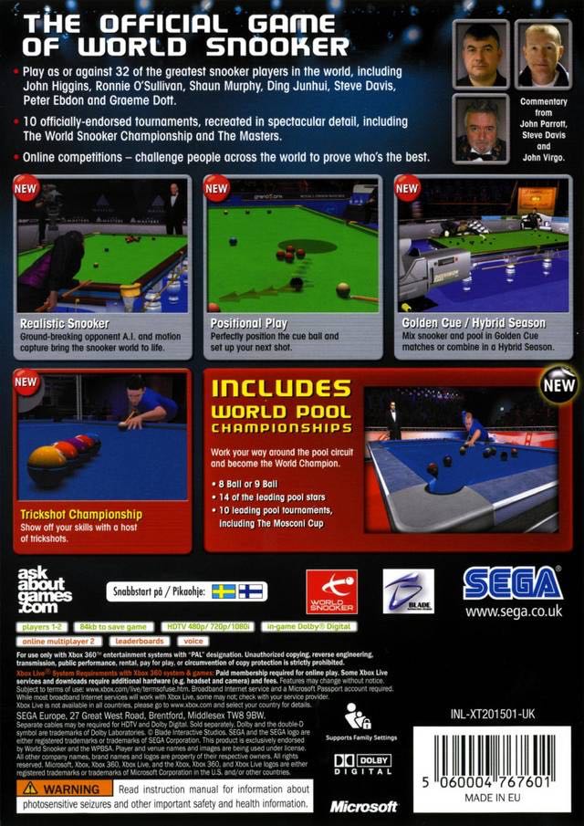 World Snooker Championship 2007 - Sony PlayStation 3 (PS3) (Sega Europe - 1-2) video game collectible [Barcode 5060004768950] - Main Image 2