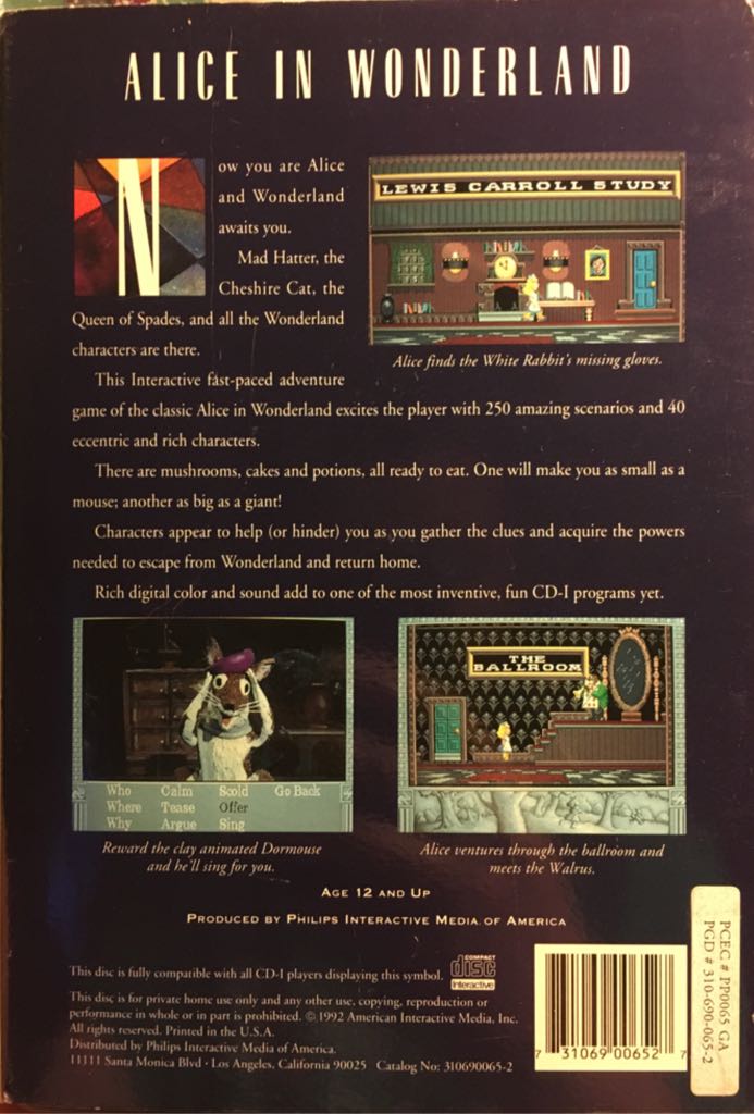 Alice In Wonderland - Philips CD-I video game collectible [Barcode 731069006527] - Main Image 2