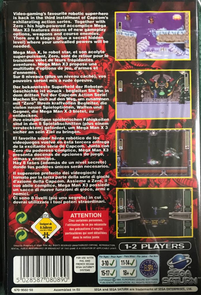 Mega Man X3 - Sega Saturn video game collectible [Barcode 5028587080890] - Main Image 2