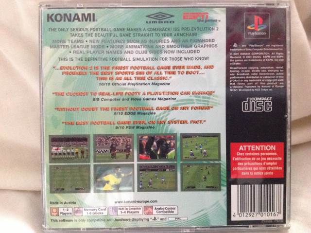 Iss Pro Evolution 2 - Sony PlayStation (Konami - 2) video game collectible [Barcode 4012927010167] - Main Image 2