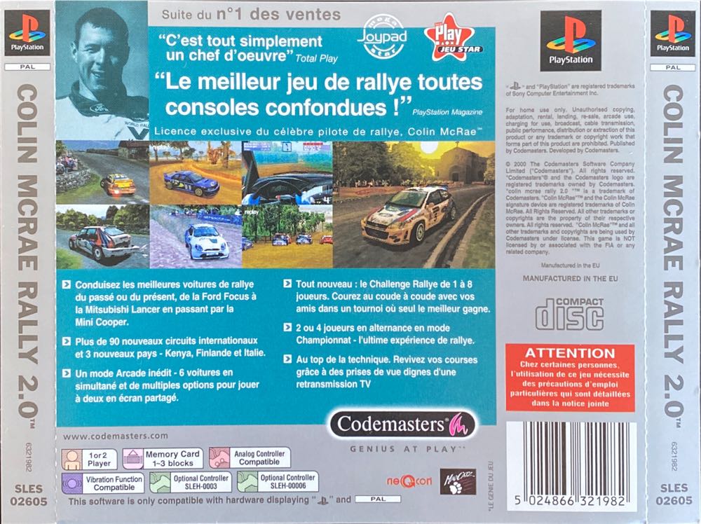Colin Mcrae Rally 2.0 - Sony PlayStation (Code Masters - 2) video game collectible [Barcode 5024866321982] - Main Image 2