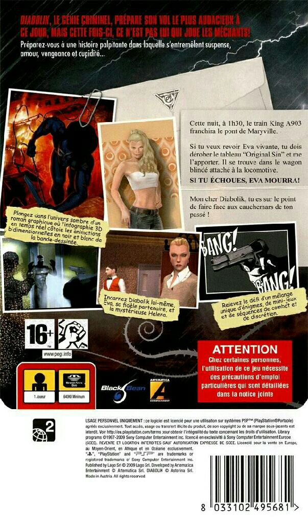 Diabolik : The Original Sin - Sony PlayStation 2 (PS2) (Artematic Entertainment - 1) video game collectible [Barcode 8033102495728] - Main Image 2