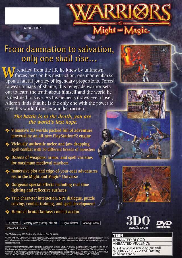 (2001) Warriors of Might and Magic - Sony PlayStation 2 (PS2) (Sony Computer Entertainment - 1) video game collectible [Barcode 790561507826] - Main Image 2