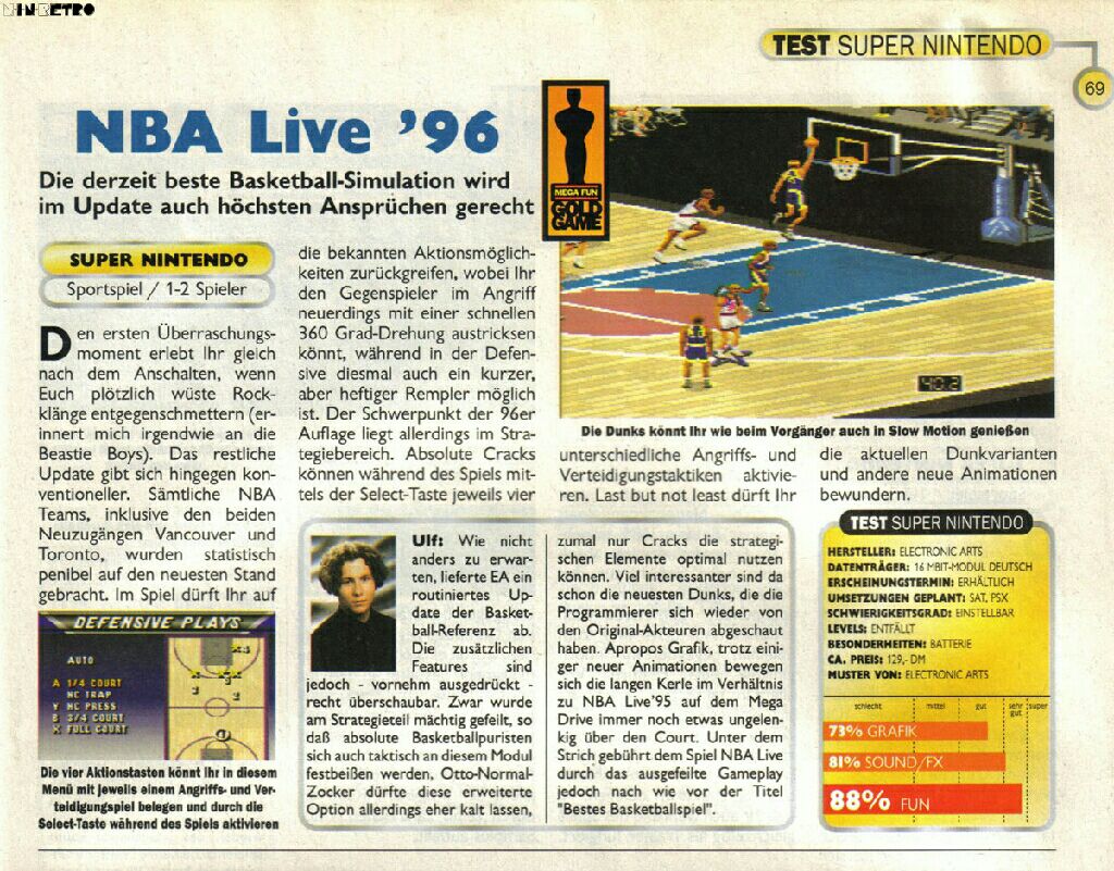 Nba Live 96 - Nintendo Super Nintendo Entertainment System (SNES) (Ea Sports) video game collectible - Main Image 2