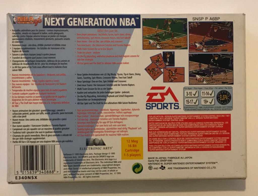 Nba Live 96 - Nintendo Super Nintendo Entertainment System (SNES) video game collectible - Main Image 2