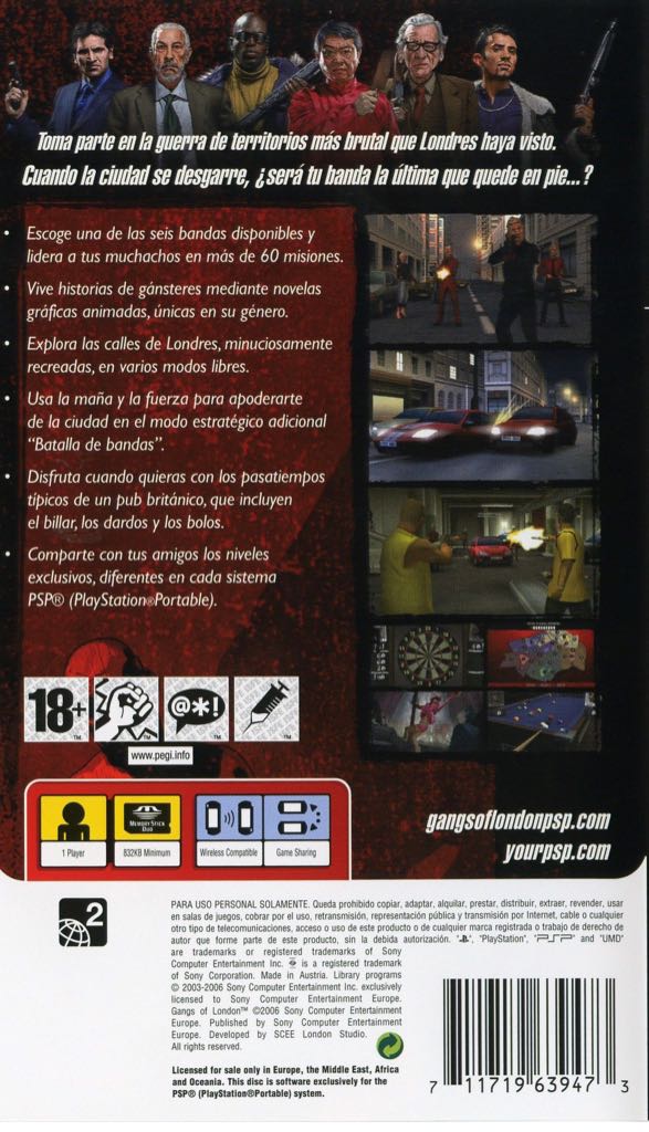 Gangs Of London - Sony PlayStation Portable (PSP) (Sony Computer Entertainment - 1) video game collectible [Barcode 711719639473] - Main Image 2