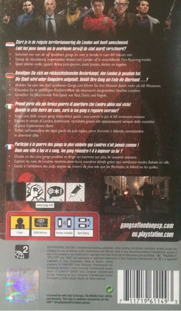 Gangs Of London - Sony PlayStation Portable (PSP) (Sony Computer Entertainment - 1) video game collectible - Main Image 2