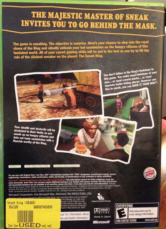 Sneak King - Microsoft Xbox 360 video game collectible - Main Image 2