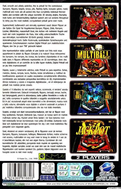 (need Insert) Last Gladiators Digital Pinball - Sega Saturn (Time Warner Interactive - 2) video game collectible [Barcode 031763114208] - Main Image 2
