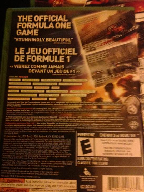 F1 2010 - Microsoft Xbox 360 video game collectible [Barcode 767649403370] - Main Image 2