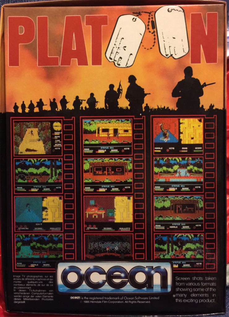 Platoon - Commodore 64 (Ocean - 1) video game collectible [Barcode 5013156011658] - Main Image 2