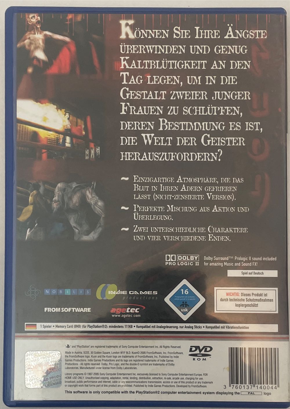 Kuon - Sony PlayStation 2 (PS2) (Indie Games Productions - 1) video game collectible [Barcode 3760137140044] - Main Image 2