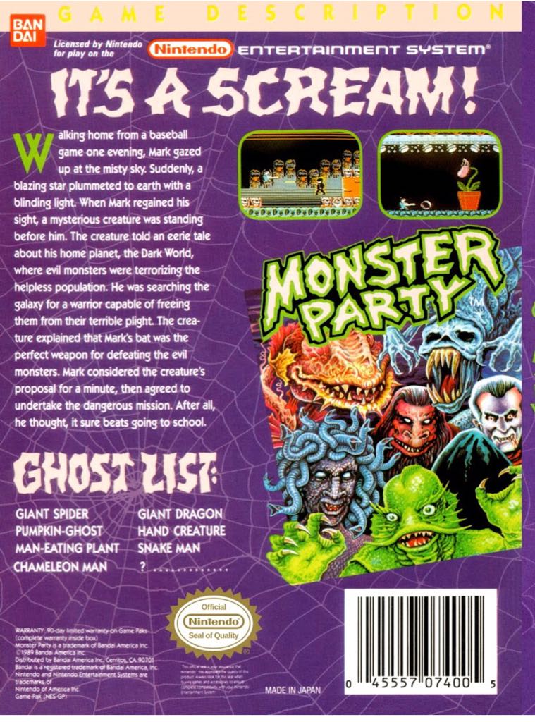 Monster Party - Nintendo Entertainment System (NES) video game collectible - Main Image 2