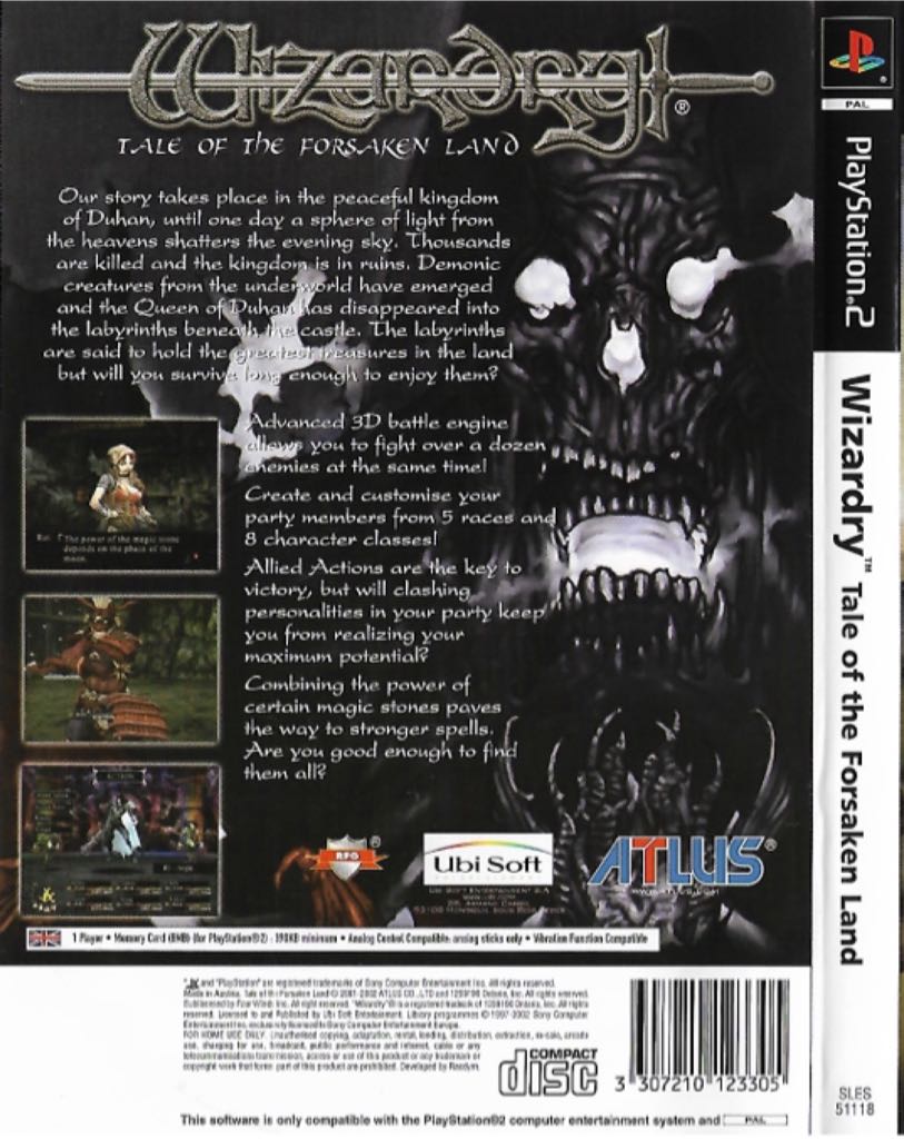 Wizardry: Tale of the Forsaken Land - Sony PlayStation 2 (PS2) (Ubisoft - 1) video game collectible [Barcode 3307210123305] - Main Image 2