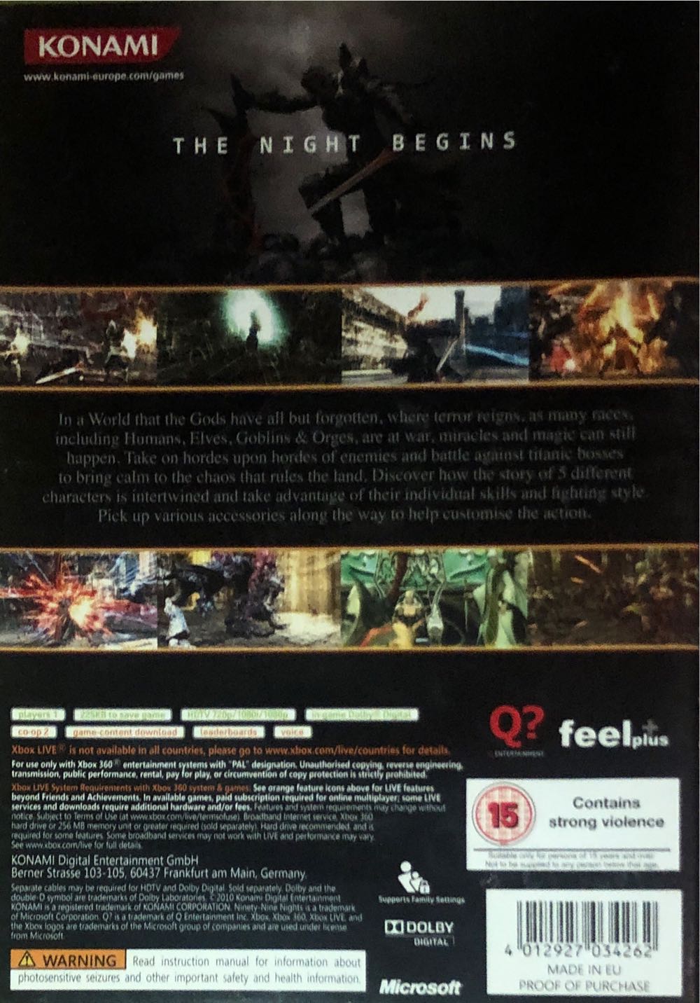 Ninety-Nine Nights 2 - Microsoft Xbox 360 (Konami - 1-2) video game collectible [Barcode 4012927034262] - Main Image 2