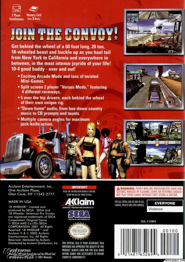 Eighteen 18 Wheeler : American Pro Trucker - Nintendo GameCube (Akklaim - 1-2) video game collectible [Barcode 3455196526938] - Main Image 2
