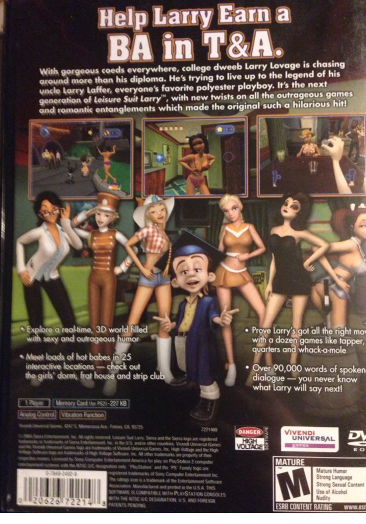Leisure Suit Larry: Manga Cum Laude - Sony PlayStation 2 (PS2) (Vivendi Games - 1) video game collectible [Barcode 020626722148] - Main Image 2